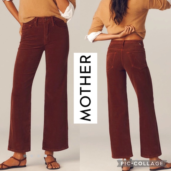 NWT MOTHER The Maven Mid Rise Ankle Wide Leg Corduroy Pants Aztec - Size 26 - Picture 1 of 16